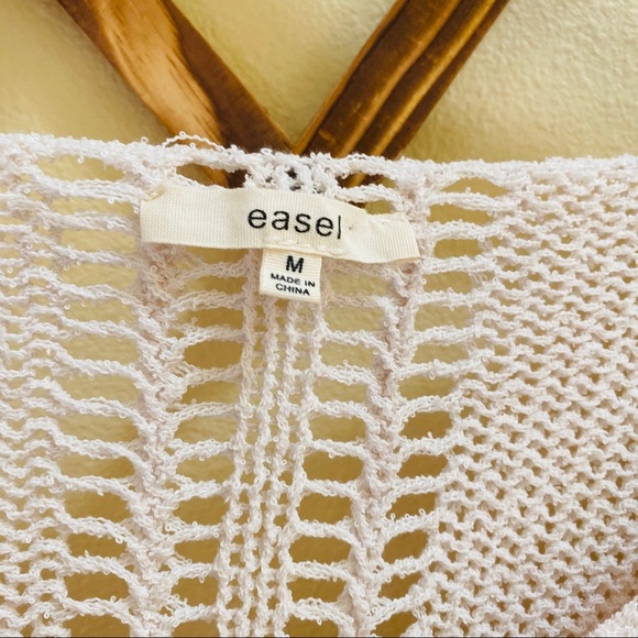 Easel Open Knit Fringe Detail Oversized Sweater - Picture 6 of 8